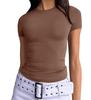 Camiseta de verano para mujer, estilo Spice Girls, estilo europeo y americano, corte entallado, cuello redondo, seda de leche de alta gama.