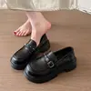 Nuevos Mocasines para Mujer Estilo Universitario sin Cordones Suela Suave Primavera y Otoño Tacón Grueso Zapatos de Cuero Retro Estilo Británico 2026