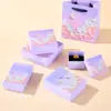 Caja de Joyería Pintura al Óleo Tridimensional, Caja de Joyería Morada Fresca y Romántica, Caja de Regalo para Pulsera y Collar, Caja de Regalo para Anillo y Pendientes