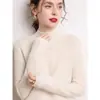 Suéter Grueso Holgado de Cachemir para Mujer con Cuello Medio Alto, Capa Base de Punto de Lana para Otoño e Invierno