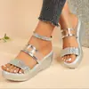 Sandalias Étnicas de Suela Gruesa para Mujer para Uso en Exteriores, Suela Suave, Cómodas, Diferencia de 0.5 Talla, Sandalias Ligeras de Playa, Sandalias de Cuña de Goma