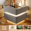 Mesa de Cabeceira Inteligente Moderna Simples Madeira Maciça com Luz Quarto Luz Luxo Multifuncional Carregamento Sem Fio Bluetooth Armário de Cama Inteligente