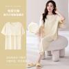 Pijama com Bojo para Mulheres, Conjunto de Calça Cropped de Manga Curta para Verão, Gola Redonda em Modal, Tamanho Grande, Doce e Pode Ser Usado Fora de Casa como Roupa de Casa