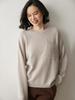 Suéter de Cachemira para Mujer 2025 Otoño e Invierno Nuevo Cuello Redondo Bolsillo Oblicuo Camisa Básica Estilo Suave Color Sólido Suéter Pulóver Corto
