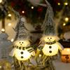 Venta Caliente Transfronteriza Arreglo de Ambiente Navideño Adornos de Nieve de Invierno Muñeco con Gorro de Punto Verde Navideño con Luz