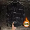 Sudadera de Estilo Coreano de Alta Gama con Estampado de Letras, Rasgada, Lentejuelas, Cuello Redondo, Popular para Otoño e Invierno, Camiseta de Manga Larga para Base, Ropa de Hombre de Moda