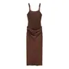 Colección nueva de invierno 2026: Moda femenina estilo europeo y americano, versátil, sexy y chic, de color liso, corte ajustado, vestido largo tipo slip