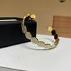 Pulsera Europea y Americana Transfronteriza Edición Ancha Acero Inoxidable Tamaño Ajustable para Mujer Exagerada de Alta Gama Dorada Abierta