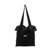 Bolsa de Lona de Mano con Pliegues y Volantes Estilo Ins de Corea del Sur Dulce Linda Bolso de Hombro de Chifón Bolso Tote de Gran Capacidad para Mujer