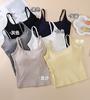 Primavera y Verano Nuevo Hilo Encaje Pequeño Camisola Chaleco de Mujer Almohadilla de Látex Tirante Fino Uso Interior Uso Exterior Ajustado Adelgazante Top