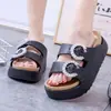 Zapatillas de Moda Eva para Mujer con Suela Gruesa para Aumentar la Altura, Versátiles, con Hebilla de Diamante, Sandalias Casuales de Suela Suave, Tacón Alto, Nuevas Antideslizantes y Antiolor