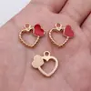 18x18mm 1.4g Multicolor Dos Tonos Corazón Encaje Calado Aleación Colgante Pendientes Hechos a Mano Decoración de Collar Colgante