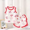 2025 Nuevo Conjunto de Chaleco de Algodón Puro para Niños Pijamas de Shorts de Verano para Niñas Ropa sin Mangas para Niños Estilo Coreano para Bebés