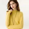 Capa base de punto de cachemira versátil para mujer, color liso de moda, nuevo estilo otoño/invierno, cuello semialto, engrosada y diseño simple