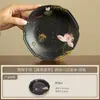 Cerámica Negra con Oro Espolvoreado Flor de Loto Maceta Pura Pintada a Mano Soporte Bandeja de Té Base de Gaiwan Plato de Postre Accesorios de Cerámica para Té Espacio de Té