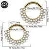 Anel Segmentado Múltiplos Zircônias Titânio G23 Piercing Nariz Titânio Galvanizado Formato Gota Coração Cartilagem Orelha Stud Piercing Joia