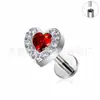 Liga de titânio F136 cravejada com zircônia amor lábio unha de rosca interna prego de osso da orelha grau de implantação joia de piercing de titânio prego de orelha