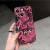 Capa de Celular Coração Vermelho Rosa Hot Girl para Meninas, Adequada para Apple 16 Capa de Silicone, Capa de Celular Fosca iPhone 17 Pro