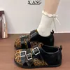 Zapatos Mary Jane de cuero genuino con hebilla retro, zapatos pequeños de cuero estilo universitario JK, suela suave, cómodos para mujer, mocasines, zapatos de un solo color