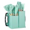Conjunto de utensílios de cozinha de silicone antiaderente Cross-Border, 19 peças, espátula de cozinha, utensílios de cozinha, tábua de corte com balde de armazenamento, conjunto de facas combinadas