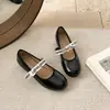 Zapatos Planos de Punta Redonda para Mujer Primavera y Otoño 2026, Boca Baja de Piel Genuina Suela Suave Zapatos Mary Jane, Estilo Francés, Zapatos de Salón Únicos y Delicados