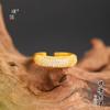 Puzuo Joyería de Oro Mismo Estilo Sha Oro Medio Anillo Lleno de Estrellas de Diamantes Anillo Abierto para Mujer Lujo Ligero Simple Avanzado Anillo Personalizado