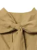 Comercio Exterior Transfronterizo Europeo y Americano Verano Nuevo Estilo Cuello de Lazo Francés Mangas Cortas con Volantes Diseño Elegante Estilo Oficina Adelgazante Top