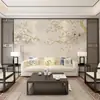 Fondo de TV de flores y pájaros pintados a mano en China flor floreciendo mural rico para sala de estar dormitorio simple sala de té Tela de pared para Cine y Televisión