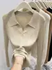 Estilo Old Money Camiseta de Manga Larga con Cuello Polo Capa Base para Mujer Otoño/Invierno 2026 Nuevo Suéter Suave y Acogedor Top de Abrigo Moderno
