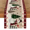 Bandera de Mesa Navideña Nueva Transfronteriza Lino Creativa Impresa Muñeco de Nieve Anciano Mantel Individual Ambiente Decoraciones de Mesa Navideñas