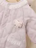 Mameluco Acolchado con Forro de Polar Estampado de Gatos Florales Morados de Invierno Ropa de Salida para Bebé Ropa de Algodón de Invierno para Niños Pequeños para Mantener el Calor
