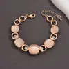 Pulseira de Pedra Olho de Gato para Mulheres, Luxo Leve Cristal Ouro Rosa Quadrado Incrustado com Diamantes, Joia Versátil e de Alto Padrão Presente