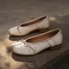 Sapatilhas Baixas com Laço para Primavera 2026 para Mulheres, Sapatos Elegantes de Cetim com Salto Bloco, Slip-On, Bico Dividido, Antiderrapantes, Leves