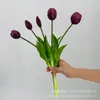 Ramo de Tulipanes de Silicona Suave Pe de 5 Piezas, Arreglo de Flores Artificiales, Decoración para el Hogar con Flores Falsas, Artículo Decorativo Transfronterizo