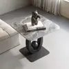 Mesa de centro de pizarra, Mesa pequeña, Mesa lateral móvil para sofá, Mesa cuadrada redonda para sala de estar balcón, Mesa de noche, Estante de almacenamiento, Modelo nuevo