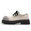 Nuevos Zapatos de Cuero Grandes para Hombre Primavera y Otoño 2025 Zapatos Derby de Nicho para Hombre Suela Gruesa de Mezclilla Zapatos Casuales de Moda Dropshipping