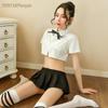 Manyan lingerie sexy feminina sexy fofo terno de duas peças estudante saia plissada terno estilo universitário TNY9762