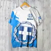 Camiseta Impresa en 3D con Bandera y Emblema Nacional de Grecia Patrón con Forma de Escudo de la República Helénica Camiseta de Moda para Hombre