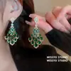 Pendientes de Borla con Forma de Hoja y Pluma de Piedras Preciosas Austriacas, Pendientes de Zirconia de Lujo Ligero de Gama Alta, Pendientes de Estilo Palaciego para Mujer