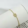 Pulseira Quadrada de Zircônia em Formato de Coração de Aço Inoxidável Europeia e Americana de Luxo Leve para Mulheres, Cor Dourada, Joias de Aço Titânio Não Desbotam Atacado