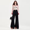 Jeans Acampanados de Alta Gama Negros para Mujer, Otoño e Invierno, Forrados de Polar, Engrosados, de Tiro Alto, Corte Holgado, Adelgazantes, Pantalones Trendy de Largo Hasta el Suelo