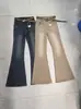 Jeans acampanados de tiro alto color blanco roto para mujer, nuevo estilo otoño e invierno, pantalones de campana ajustados color caqui, modernos 7179