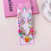 Señal de Madera con Forma de Oso Fresa, Flor y Estrella, Color Caramelo Nuevo, Dibujos Animados, Collar y Pulsera de Cuentas, Joyería Infantil para Mujeres