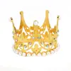 Diadema redonda dorada transfronteriza, actuación de cumpleaños, corona, corona de aleación con pedrería, accesorios para el cabello, diadema, pequeña princesa para niños, en stock