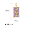 Colar Pingente Quadrado de Resina Colorida para Cartas de Tarô Cruzado Europeu e Americano Amuleto de Buda Pintado à Mão Corrente de Suéter Moda Palma da Lua