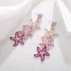 Brincos Estilo Férias Transfronteiriços Europeus e Americanos com Design Exquisito, Brincos de Estrela-do-Mar de Ráfia Tecidos à Mão em Múltiplas Camadas