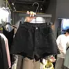 Shorts Jeans de Lã Feminino Popular na Internet Estilo Ins Novo Tamanho Grande Meninas Cheinhas Soltos Coreano Cintura Alta Rasgado Hot Pants para o Verão