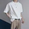 Camiseta de Manga Corta Reflectante Patchwork para Hombre, Ropa Pesada Estilo Americano de Verano con Cuello Redondo, Camiseta de Manga Media Holgada con Estampado de Letras de Marca de Moda