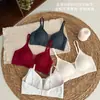 Ropa interior de malla cálida de algodón antibacteriano cepillado para principios de otoño para mujeres, copa fija push-up para busto pequeño, sujetador de soporte suave sin costuras