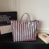 Bolsa Transparente para Mulheres 2026 Nova Bolsa de Praia para Férias de Verão Bolsa de Ombro Listrada Bolsa Tote Grande Capacidade para o Dia a Dia